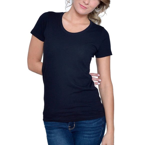 H&M Black 100% Cotton scoop neck tee (size 8) - Picture 1 of 11
